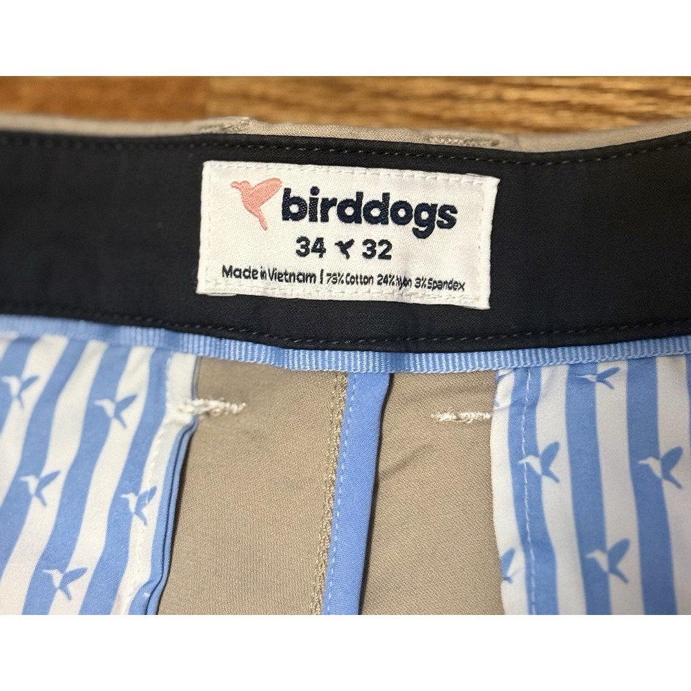 Birddogs Chino Tech Pants Men 34x32 Khaki Flex Slim Fit Performance Golf Casual - Picture 7 of 10